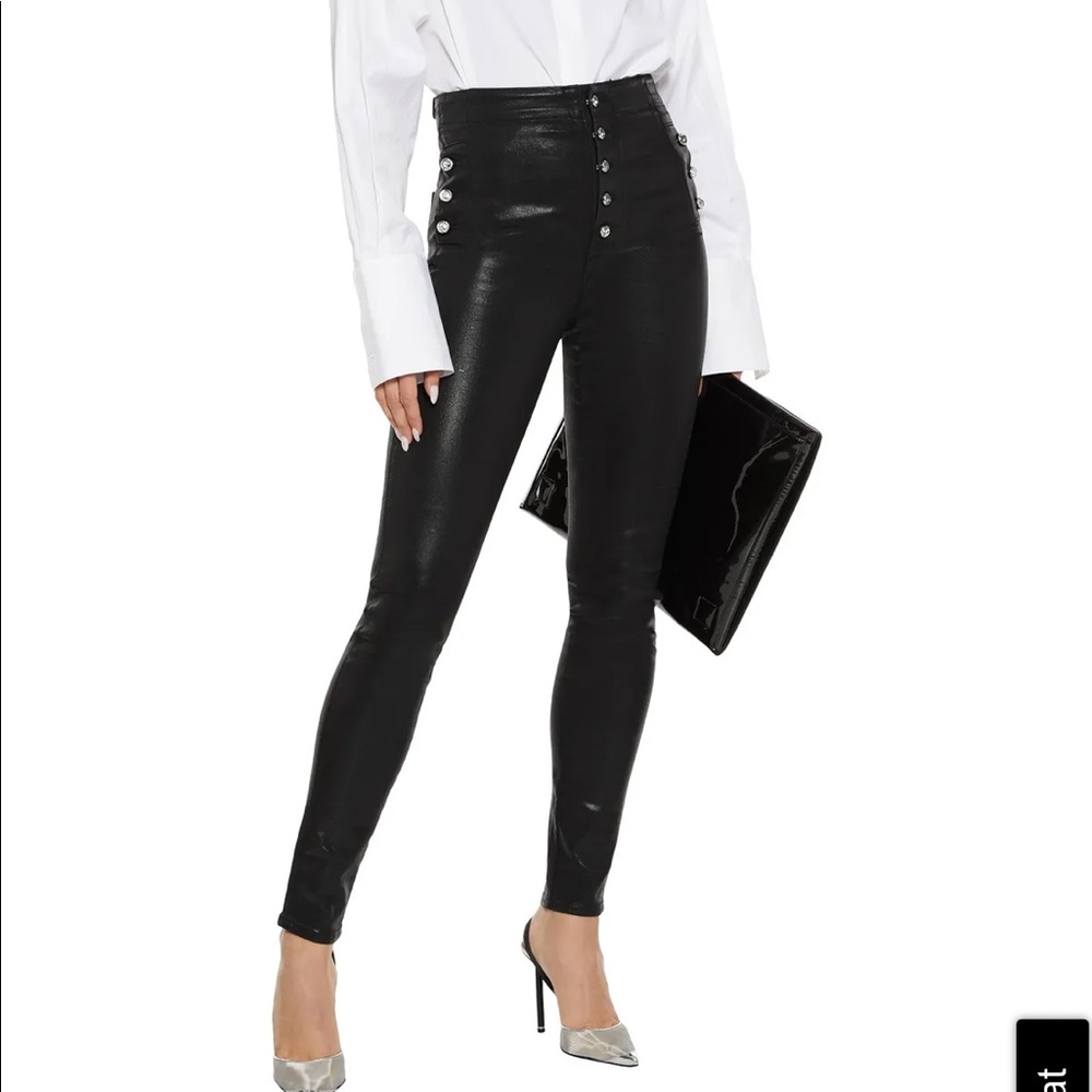 J Brand Natasha Coated high rise skinny jeans